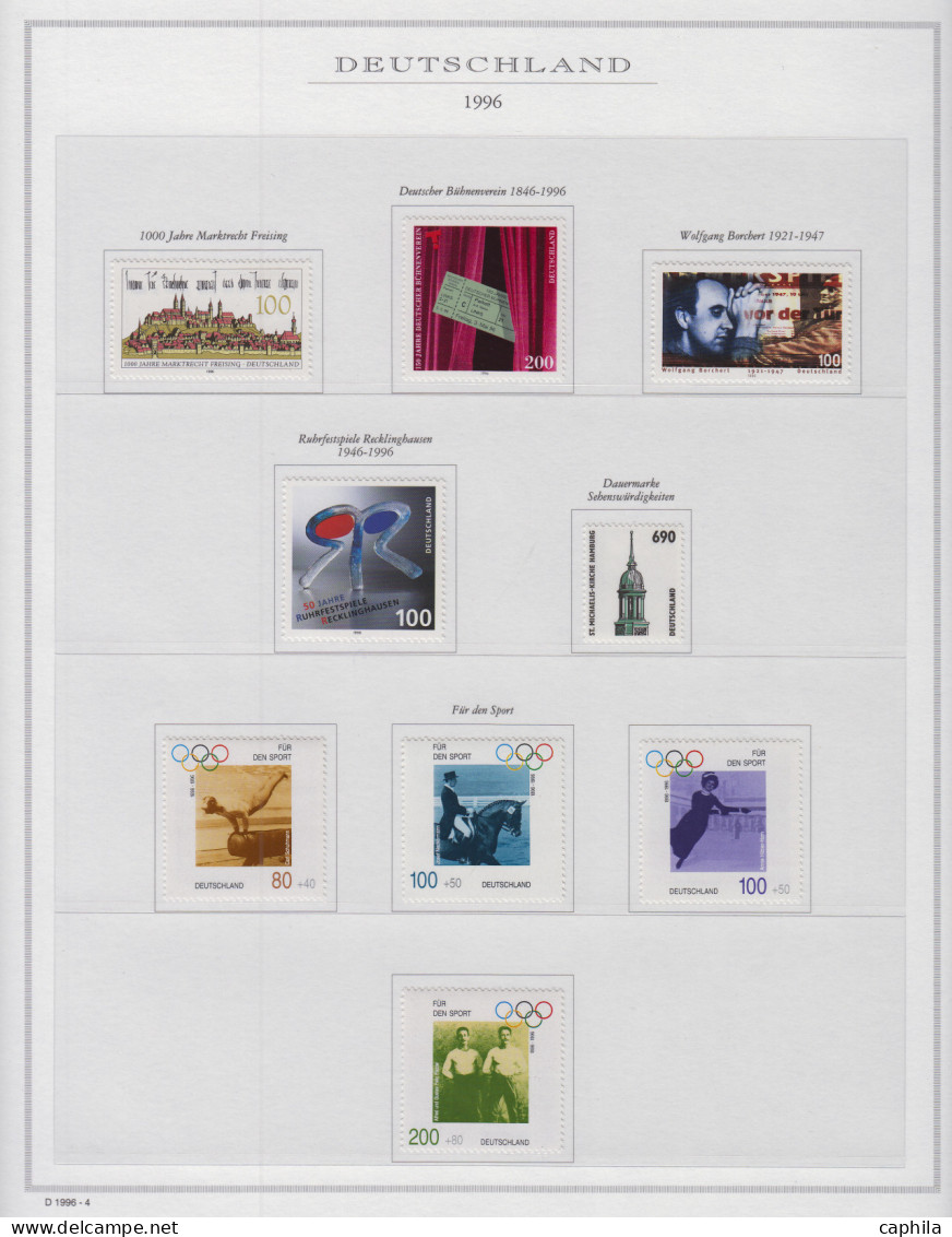 - ALLEMAGNE FÉDÉRALE, 1996/2006, XX, N°1666/2398 (sauf 2079A - 2135A) + BF 34/67 (sauf 56A), En Album Marini - Cote : 21 - Collections