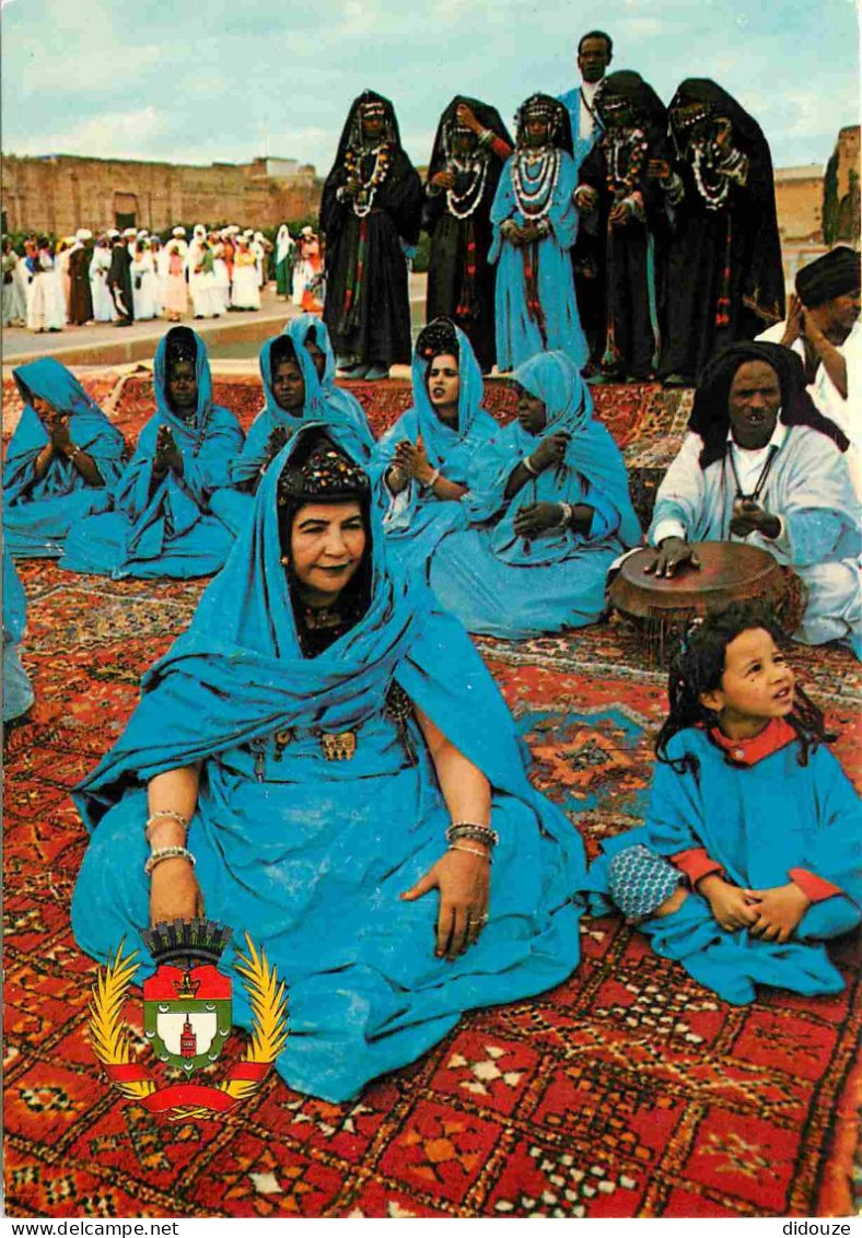 Maroc - Marrakech - Danse De La Guédra Et Armoiries De La Ville - Scènes Et Types - Folklore - Blasons - CPM - Carte Neu - Marrakesh