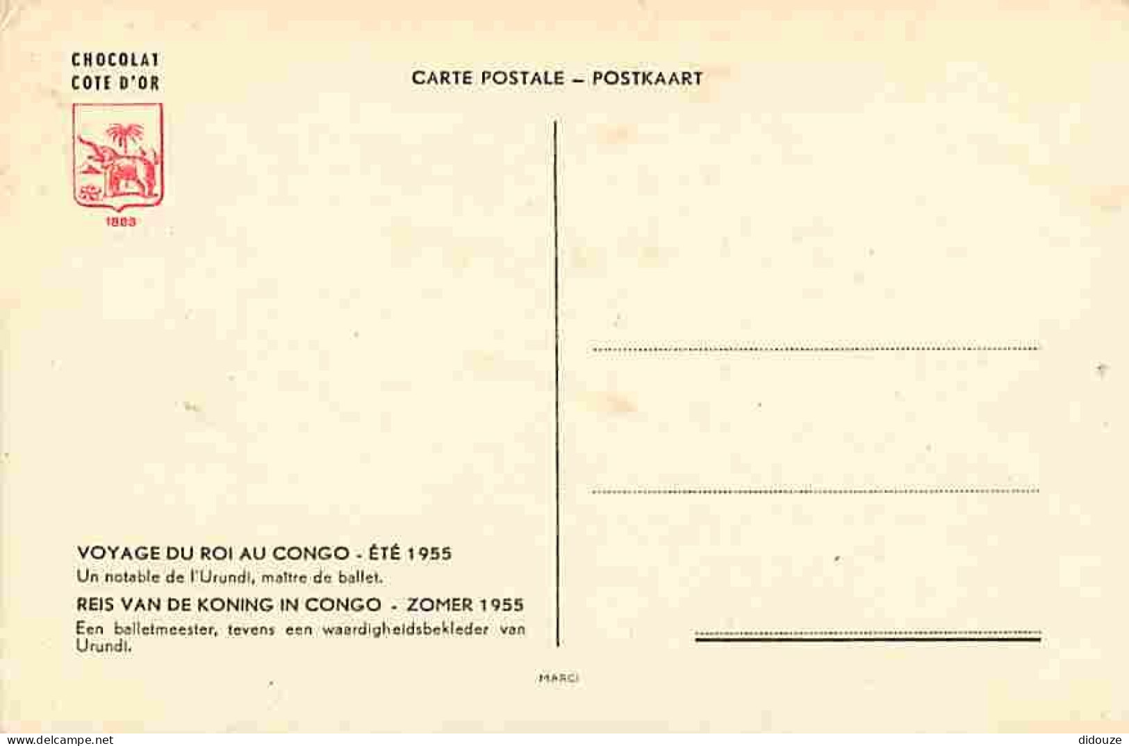 Congo - Brazzavile - Voyage Du Roi Du Congo - Eté 1955 - Un Notable De L'Urundi Maitre De Ballet - Carte Publicitaire Ch - Altri & Non Classificati