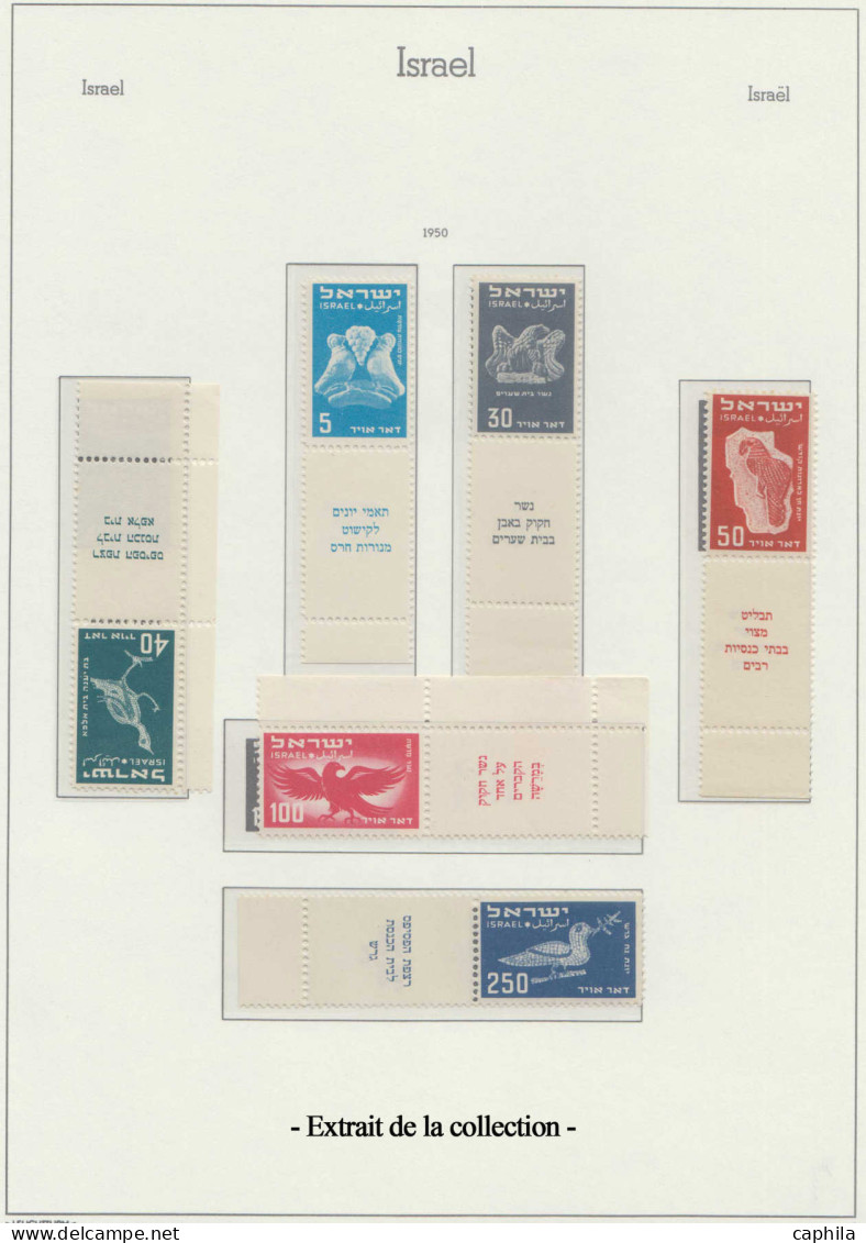 - ISRAEL, 1948/1979, XX, n° 10/754 + BF + PA, Tabs complets, en album Leuchtturm - Cote : 15000 €