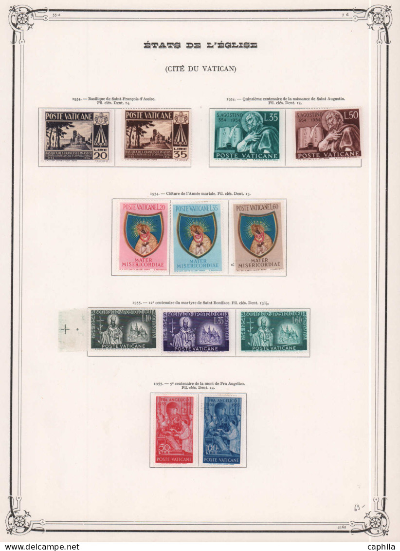 - VATICAN, 1929/1955, X, 1 série Obl, n° 26/213 + A 1/23 + Exp 1/14, en pochette - Cote : 3540 €