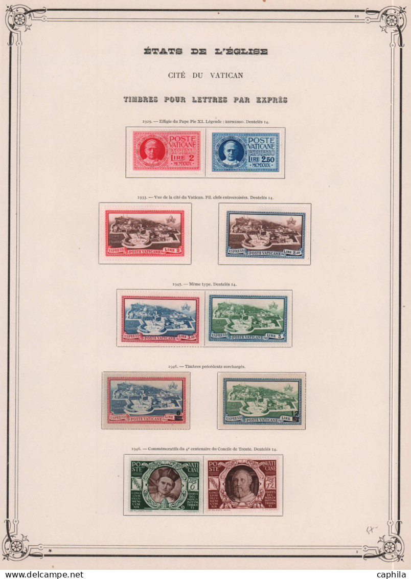 - VATICAN, 1929/1955, X, 1 série Obl, n° 26/213 + A 1/23 + Exp 1/14, en pochette - Cote : 3540 €