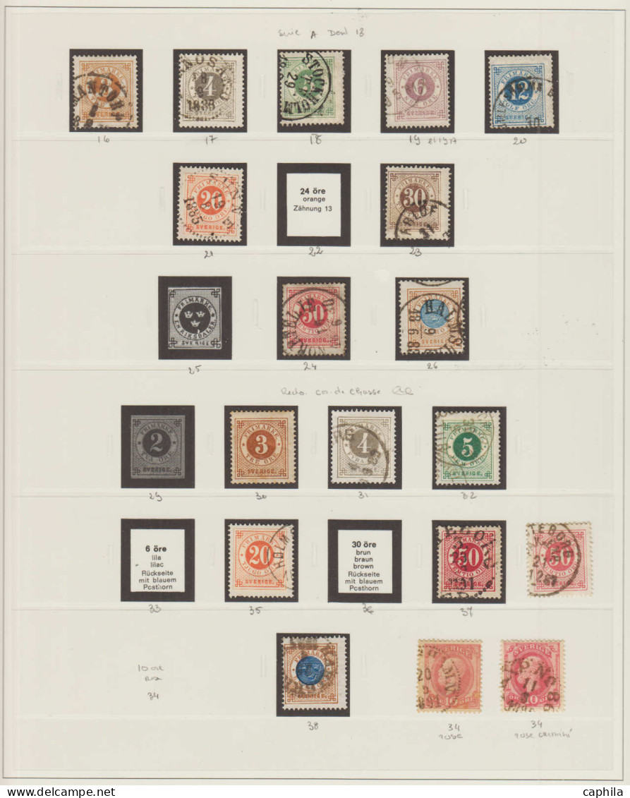 - SUEDE, 1855/1936, Oblitérés, Qques Neufs, En Feuilles Safe, En Pochette - Cote : 1500 € - Collections