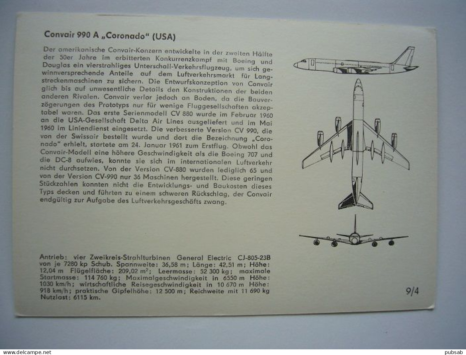Avion / Airplane / SWISSAIR / Convair 990 Coronado - 1946-....: Ere Moderne