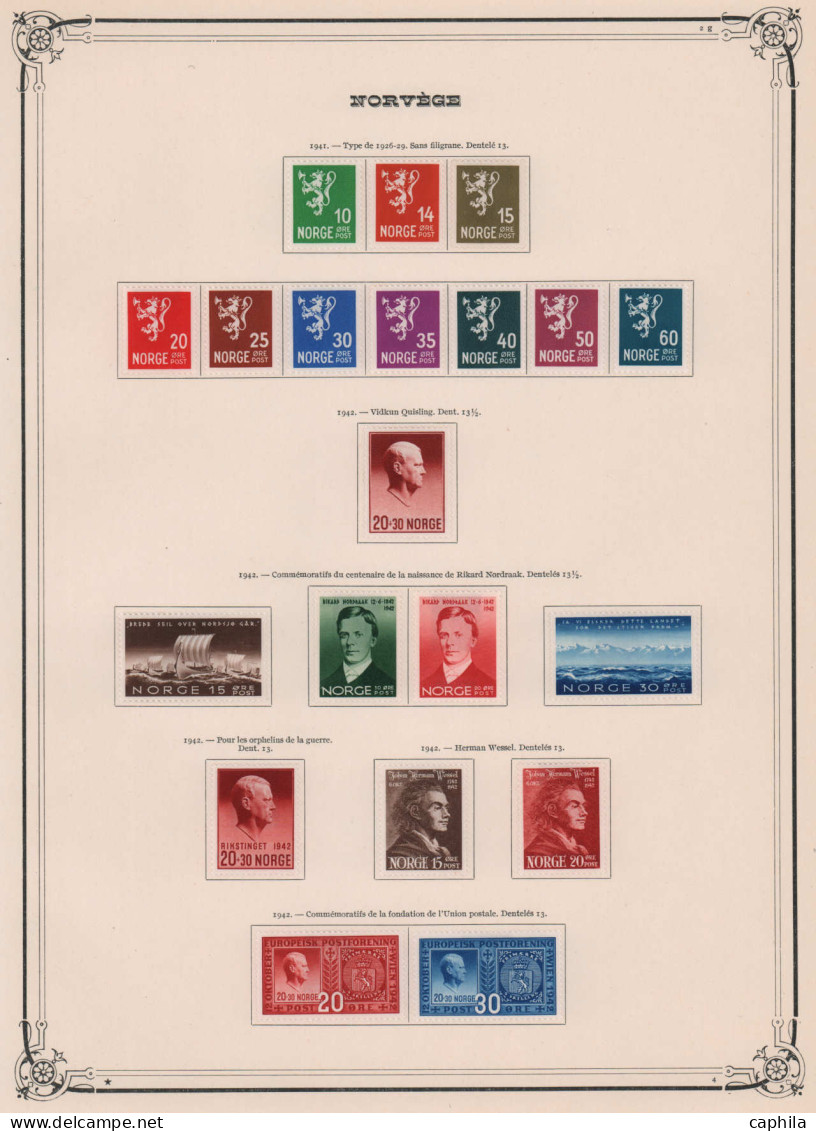 - NORVEGE, 1855/1955, X, O, dont poste complet (sf 8+13/14), sur feuilles Yvert - Cote : 6360 €