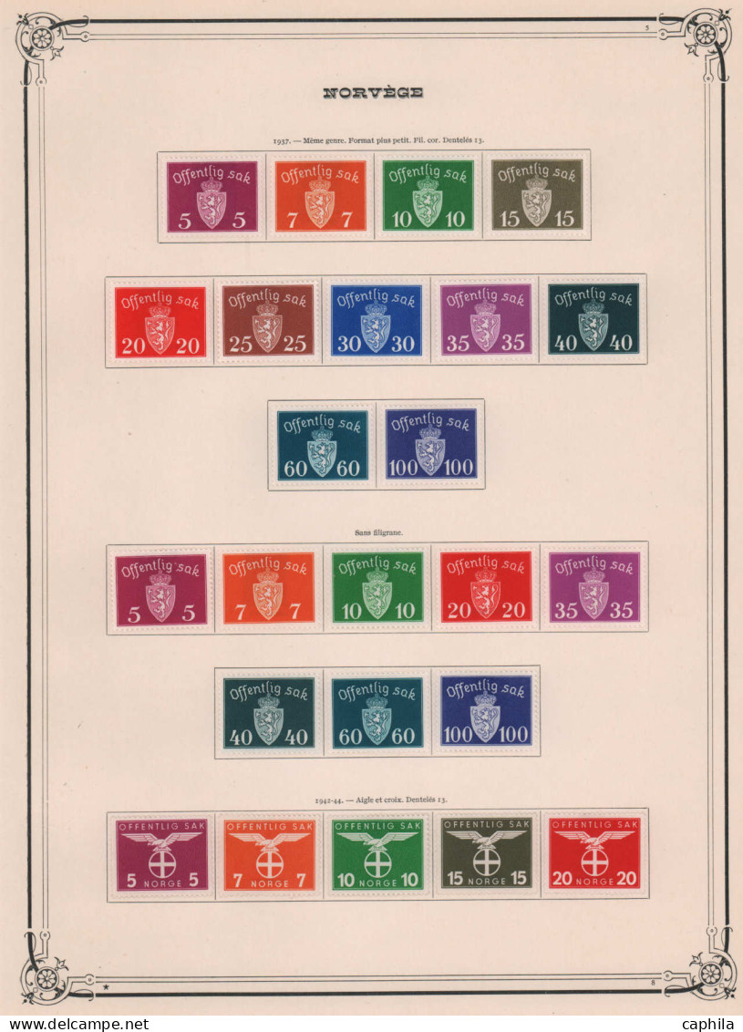 - NORVEGE, 1855/1955, X, O, dont poste complet (sf 8+13/14), sur feuilles Yvert - Cote : 6360 €