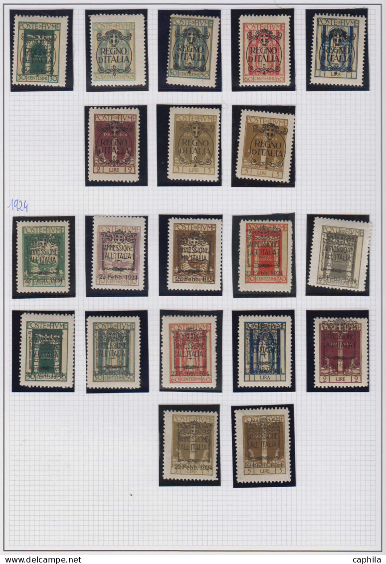 - ITALIE FIUME + ARBE & VEGLIA, 1919/1924, X, qques Obl, en pochette - Cote : 3370 €