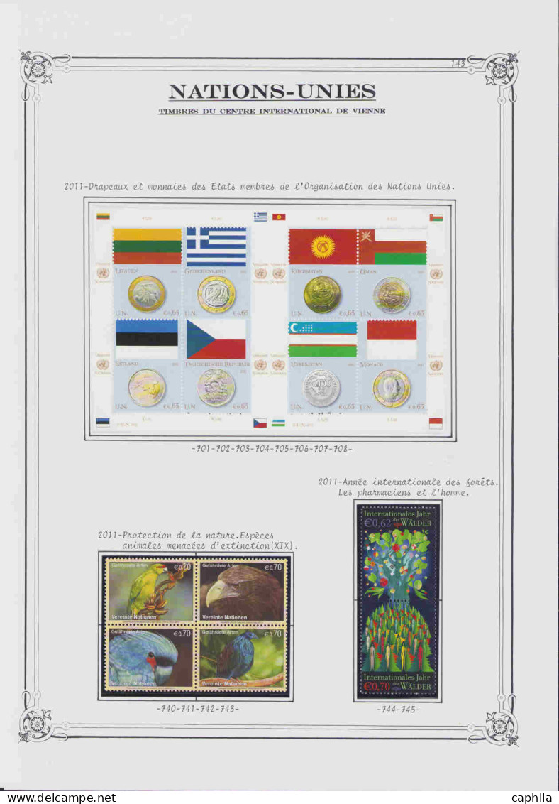 - NATIONS-UNIES VIENNE, 2007/2016, XX, n° 513/954, dont feuilles, feuillets, carnets, sur feuilles Yvert, en boite - Cot