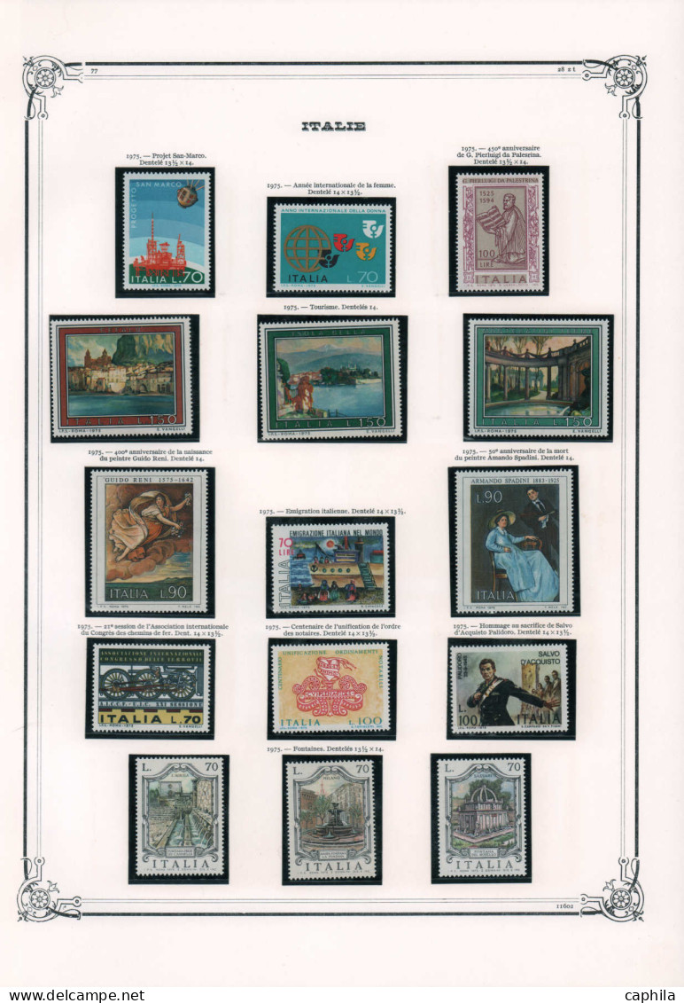 - ITALIE, 1972/1990, XX, dont complet n° 1118/1829, sur feuilles Yvert - Cote : 1000 €