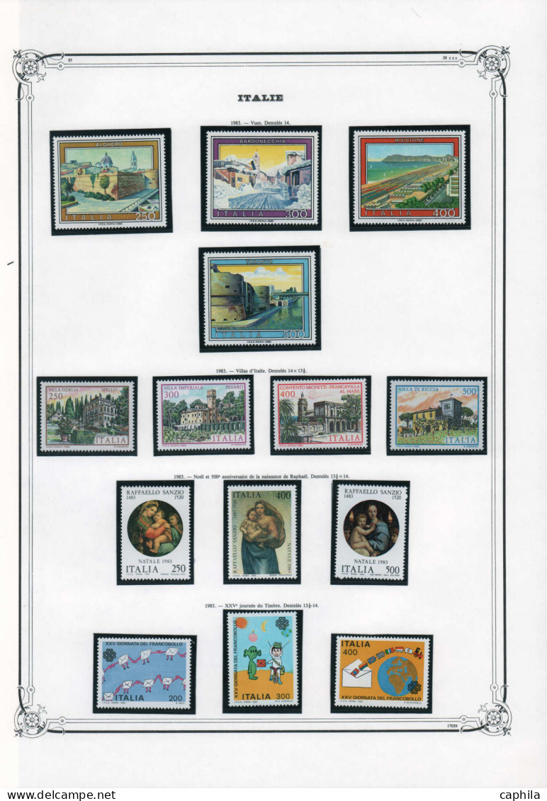 - ITALIE, 1972/1990, XX, dont complet n° 1118/1829, sur feuilles Yvert - Cote : 1000 €