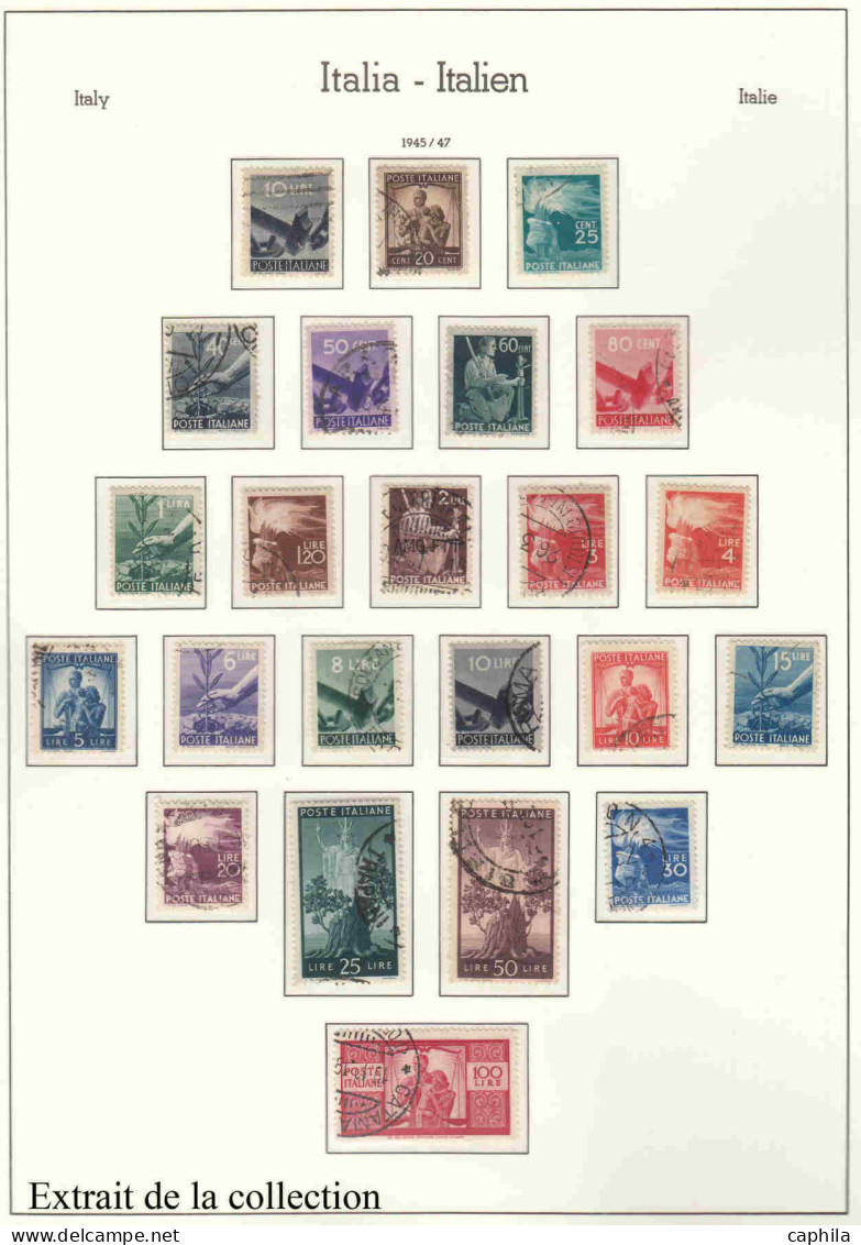 - ITALIE, 1944/1983, Oblitérés, N° 451/1598 + A 113/147 + EXP, En Album Leuchtturm - Cote : 1840 € - Collections
