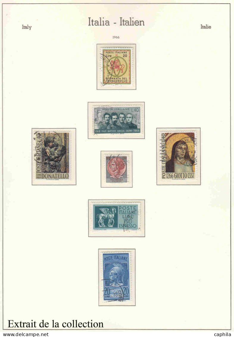 - ITALIE, 1944/1983, oblitérés, n° 451/1598 + A 113/147 + EXP, en album Leuchtturm - Cote : 1840 €