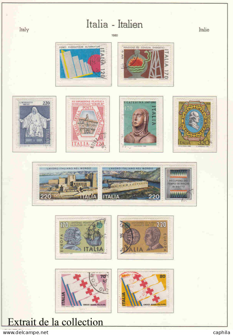 - ITALIE, 1944/1983, oblitérés, n° 451/1598 + A 113/147 + EXP, en album Leuchtturm - Cote : 1840 €