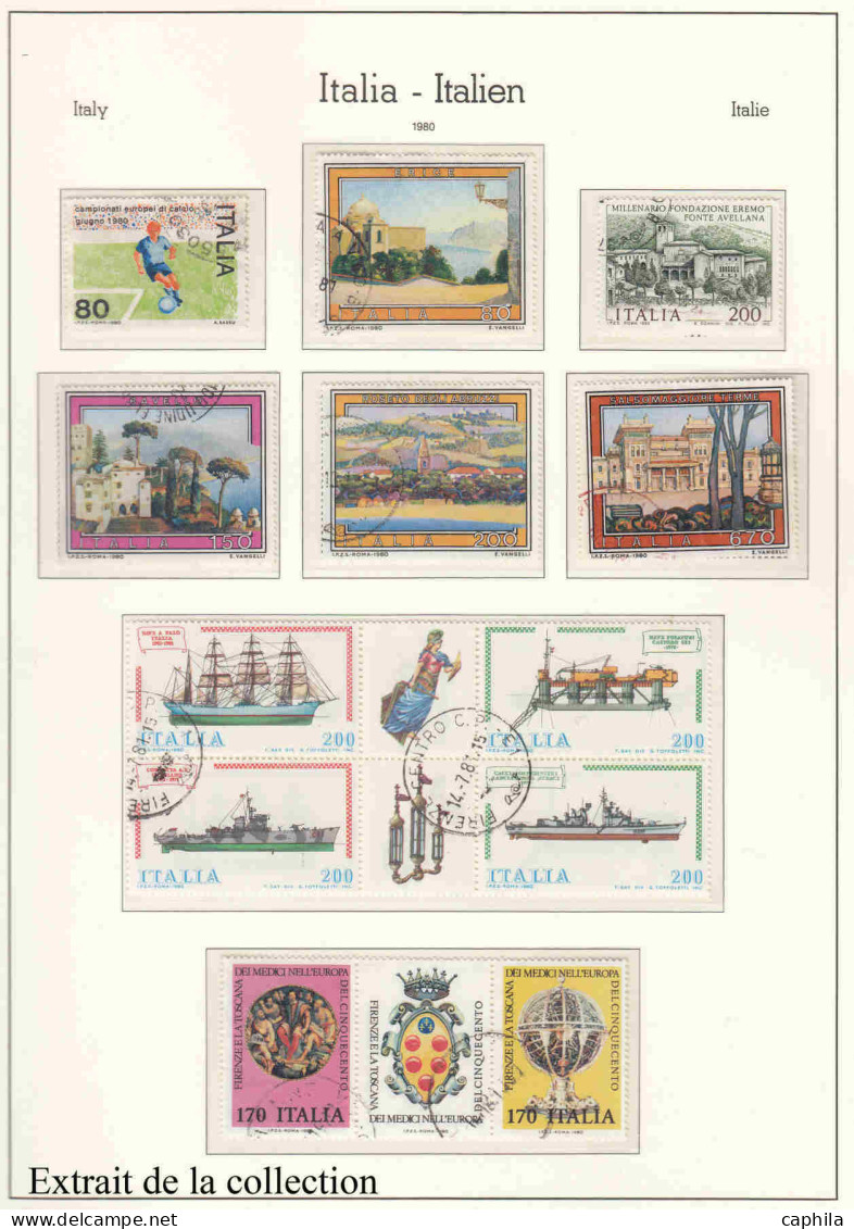 - ITALIE, 1944/1983, oblitérés, n° 451/1598 + A 113/147 + EXP, en album Leuchtturm - Cote : 1840 €