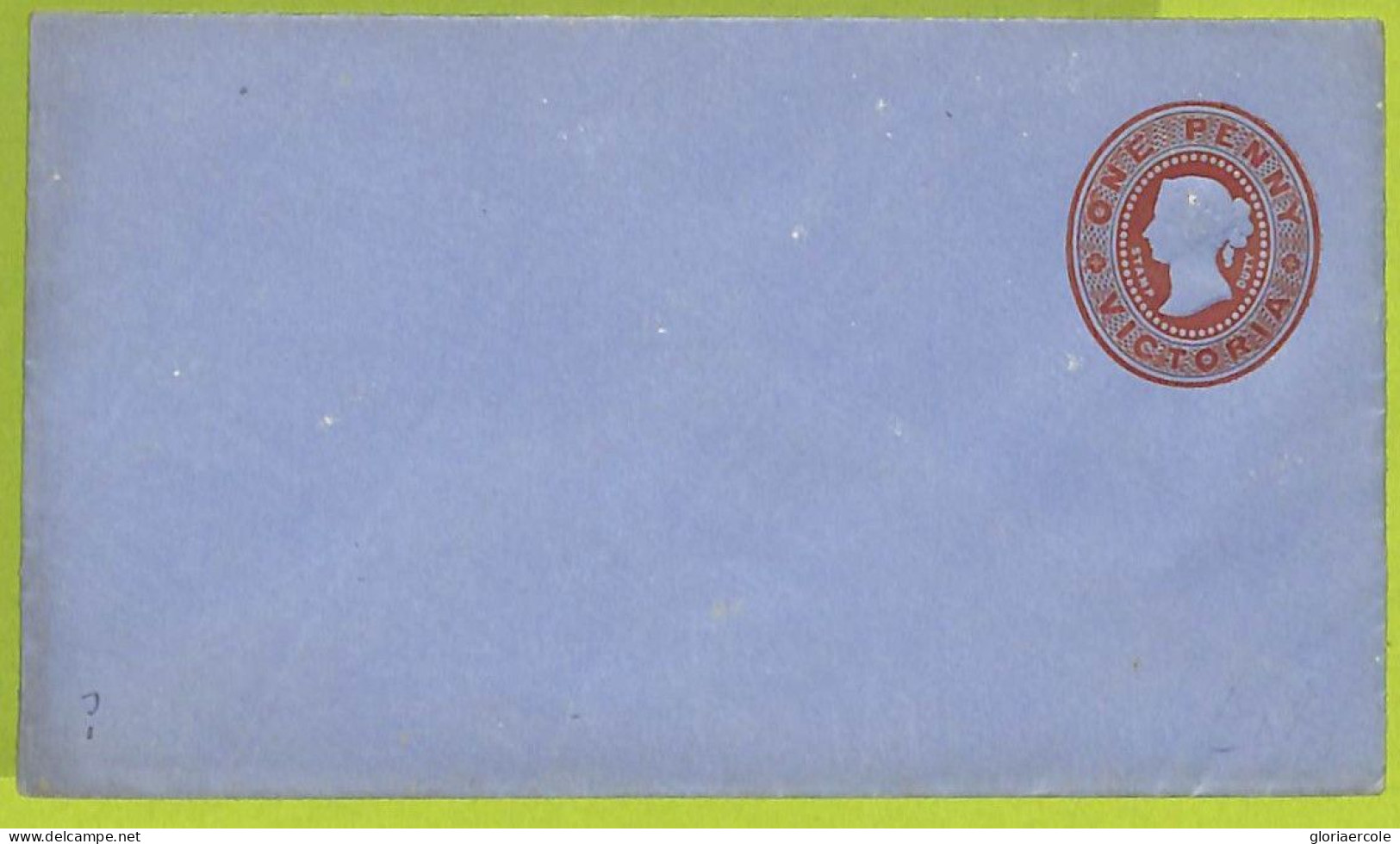 40206 - VICTORIA - Postal History - STATIONERY COVER Printed To Order BLUE LAID PAPER 1 P - 136*78 - Briefe U. Dokumente