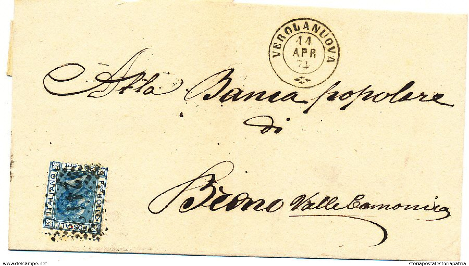 1874 VEROLANUOVA DC NUMERALE A PUNTI - Poststempel