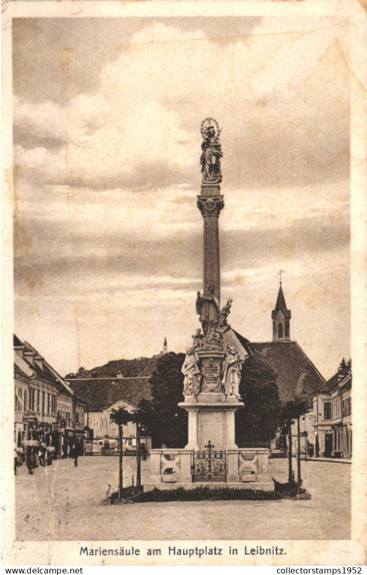 LEIBNITZ, STYRIA, ARCHITECTURE, MONUMENT, MARIAN COLUMN, STATUE, AUSTRIA, POSTCARD - Leibnitz