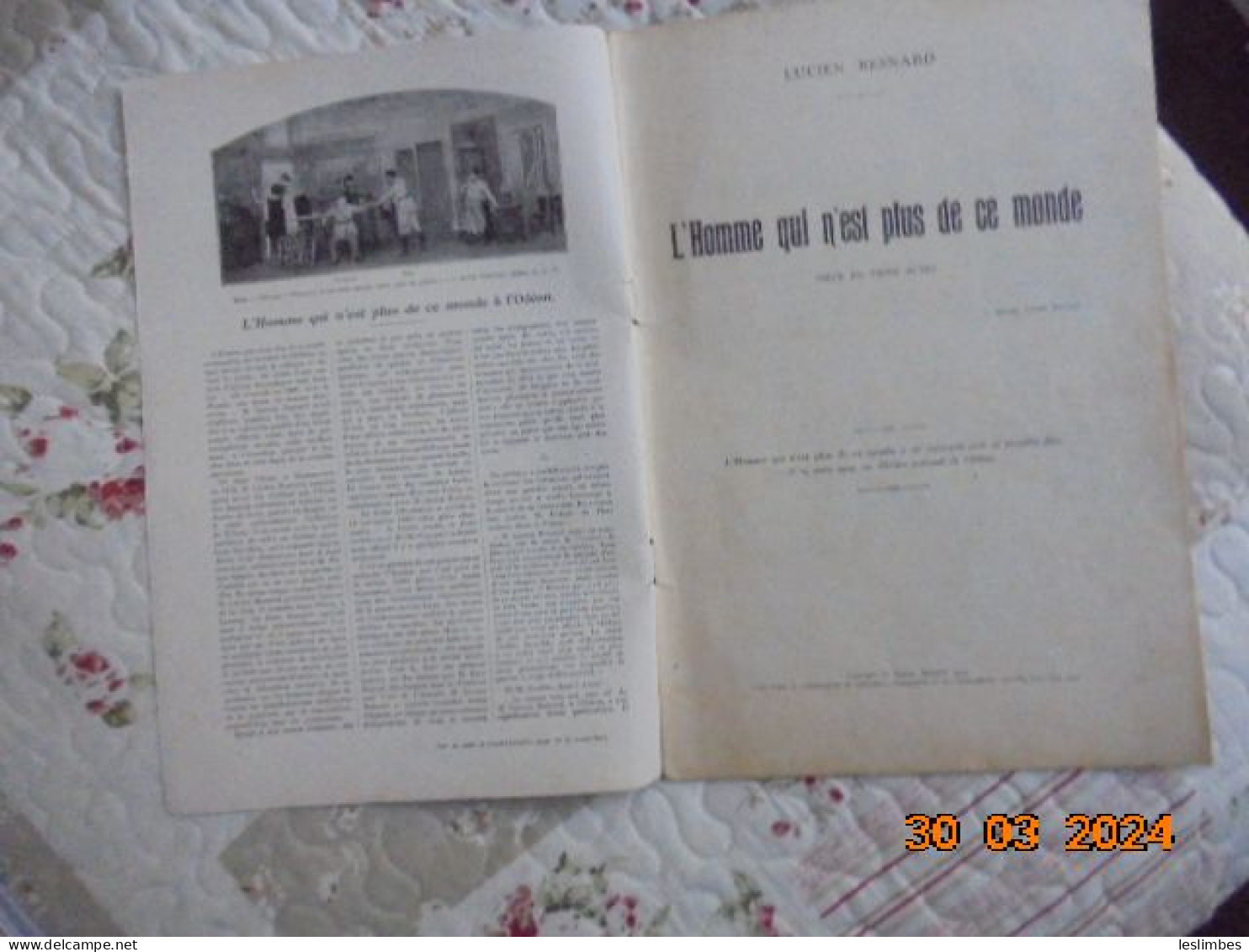 La Petite Illustration Théâtrale N° 122 : L'homme Qui N'est Plus De Ce Monde, Pièce De Lucien Besnard - 1924 - 1900 - 1949