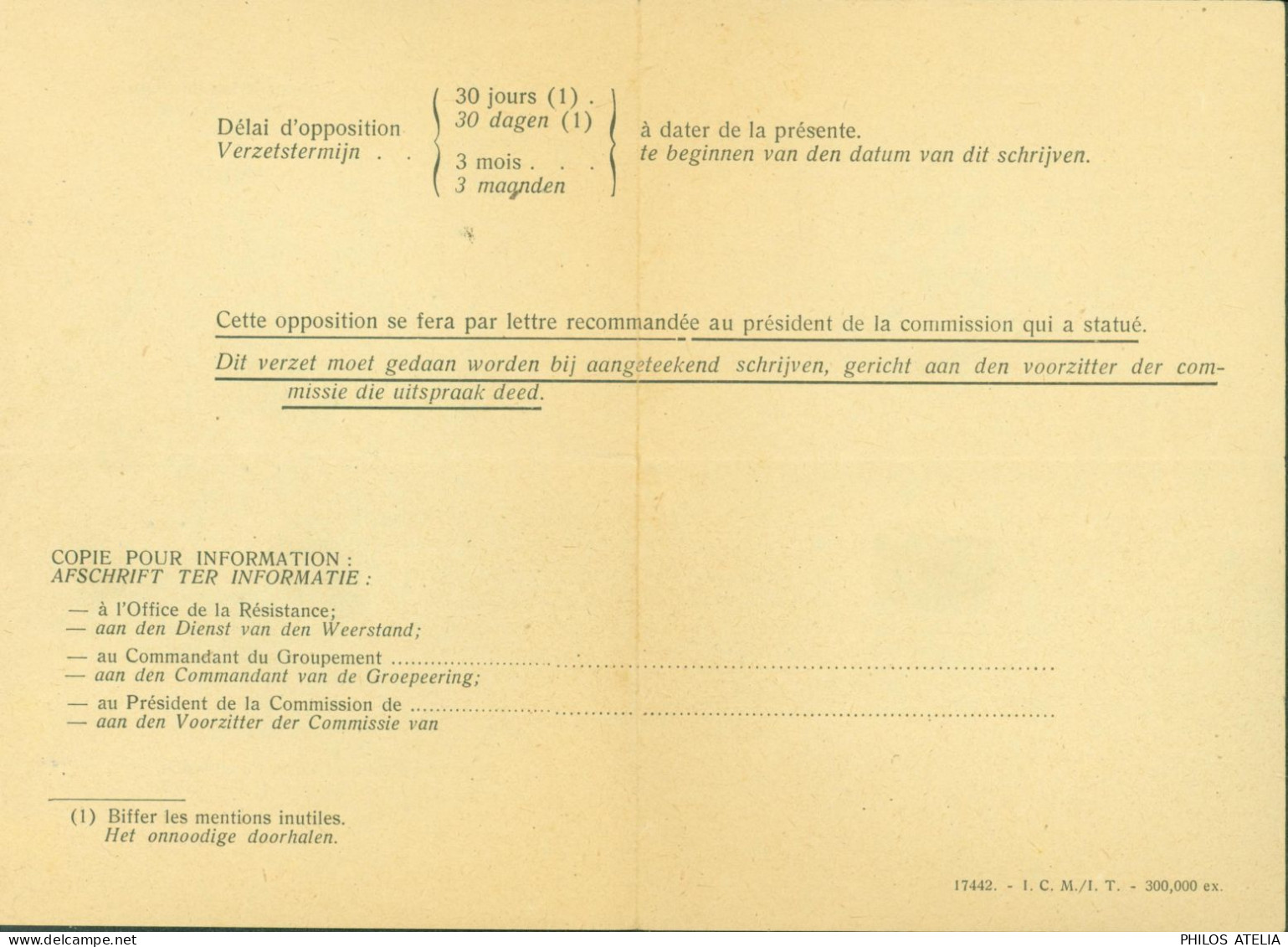 Guerre 40 Ministère Défense Nationale Office De La Résistance Commission Contrôle Oostende Reconnaissance M TAILDEMAN - Guerre 40-45 (Lettres & Documents)