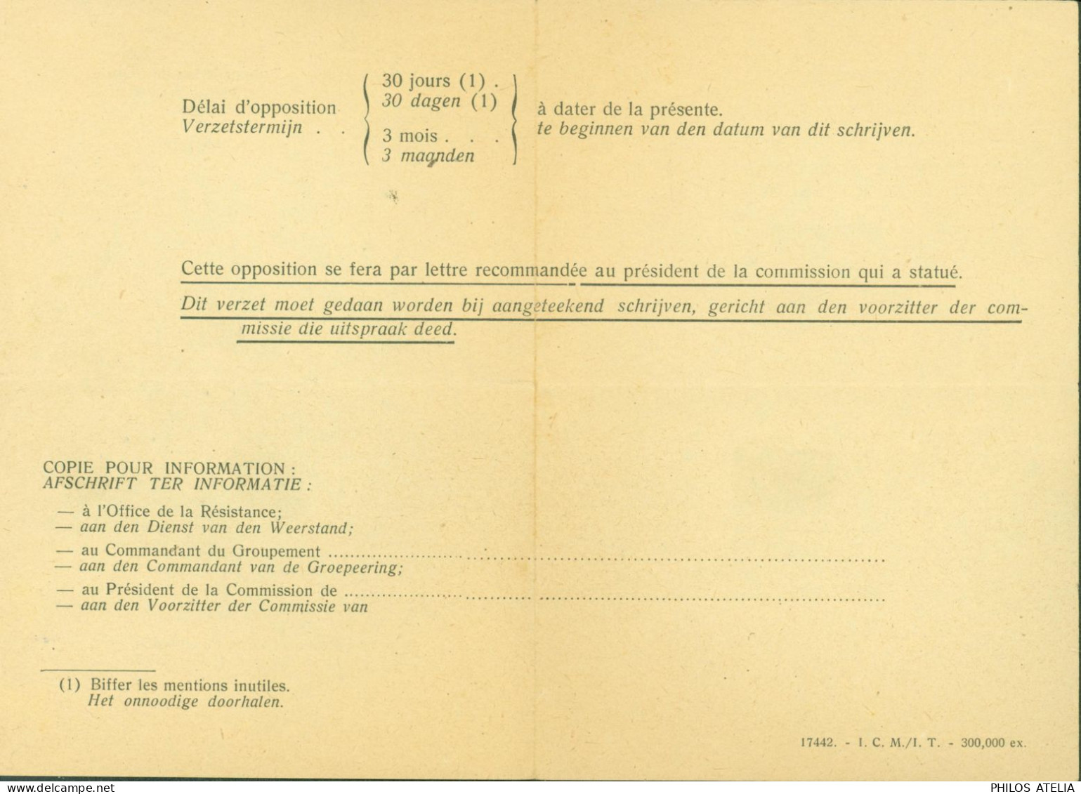 Guerre 40 Ministère Défense Nationale Office De La Résistance Commission Contrôle Oostende Reconnaissance M TAILDEMAN - Weltkrieg 1939-45 (Briefe U. Dokumente)