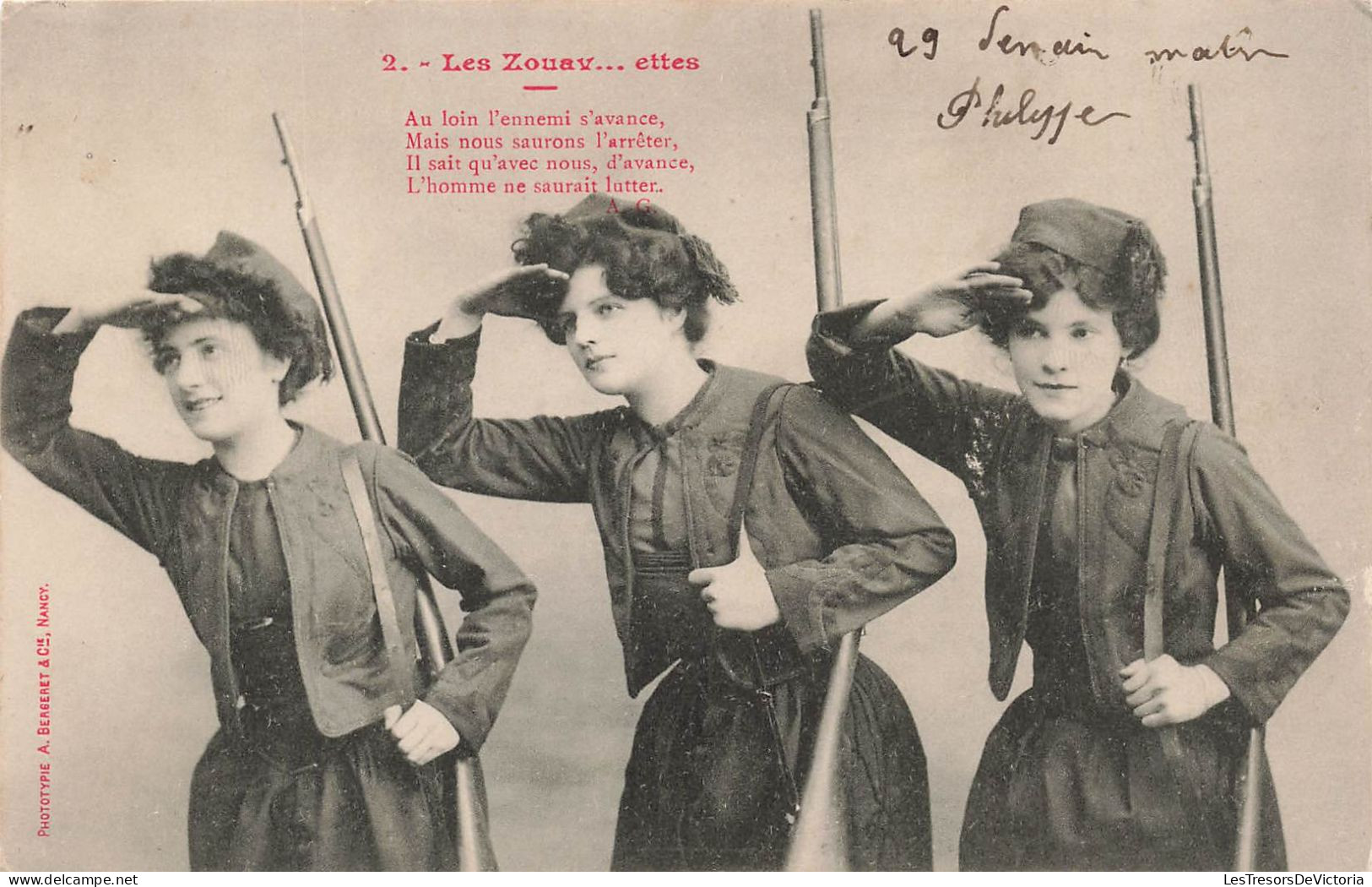 SPECTACLE - Les Zouav...ettes - Animé - Carte Postale Ancienne - Theatre