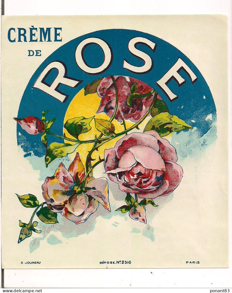 Etiquette Crème De ROSE - Imprimeur G. Jouneau - - Alcoli E Liquori