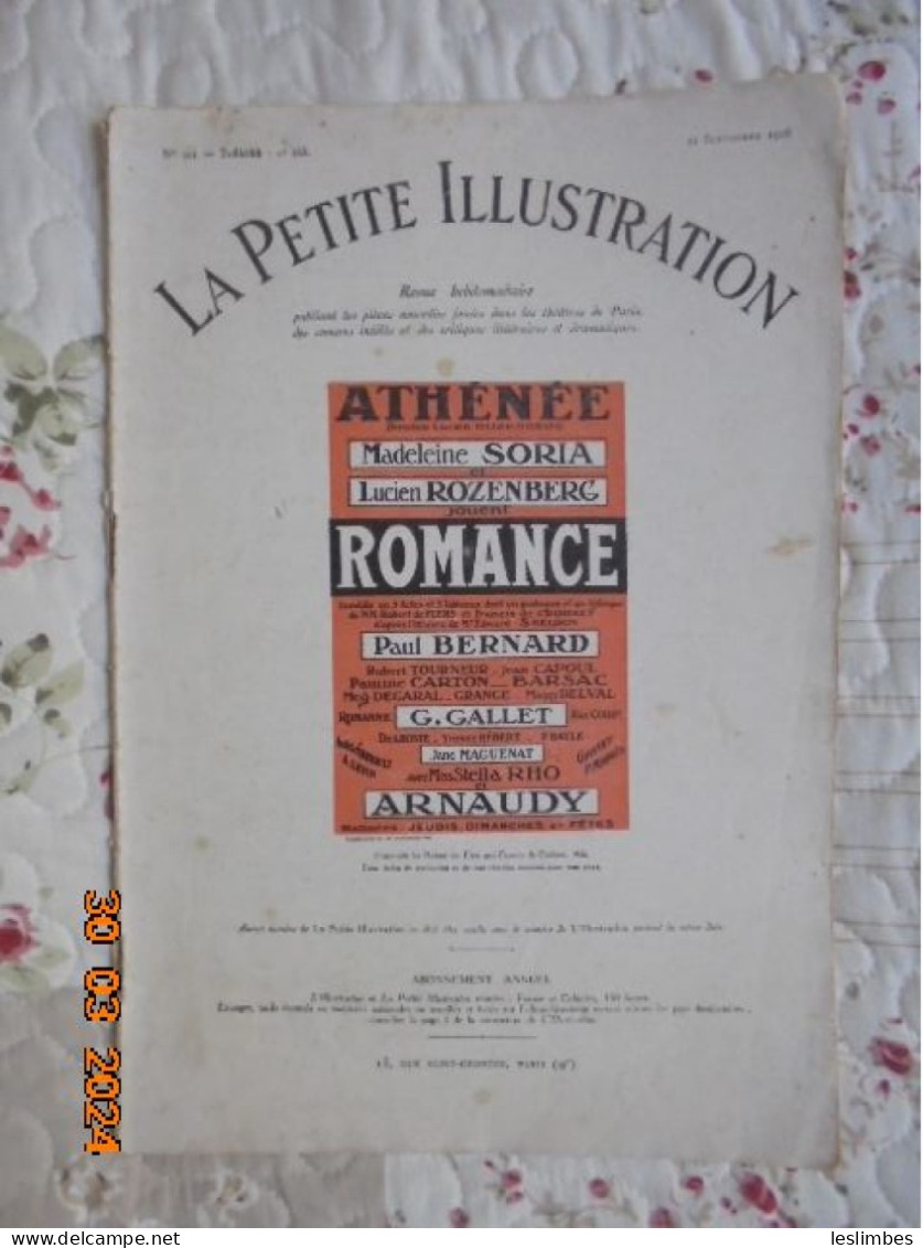 La Petite Illustration Théatre N° 301 : Du 11 Septembre 1926 No.168 / Titre : Romance / Comédie En 3 Actes Et 5 Tableaux - 1900 - 1949