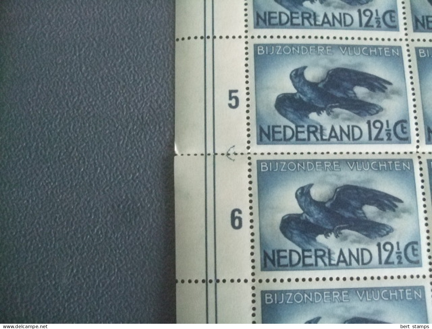 Netherlands Nice compleet sheet Airmail LP 11, MNH  thematic Birds flying Crow. also plate errors!!!