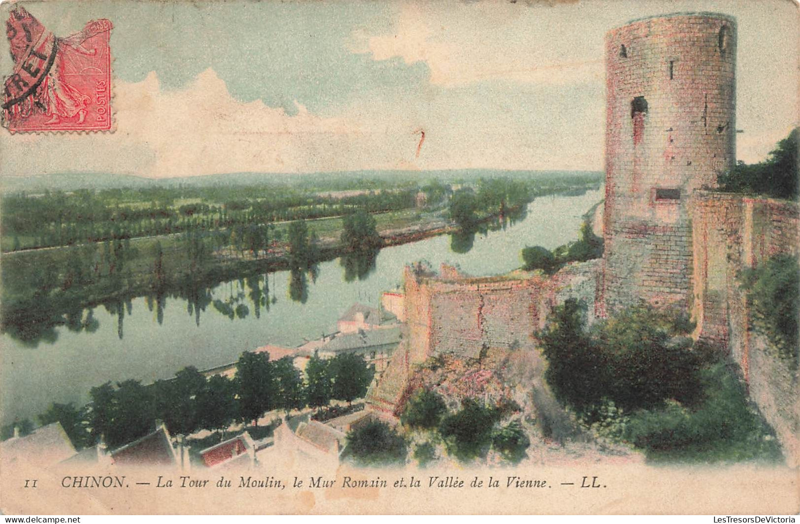 FRANCE - Chinon - La Tour Du Moulin - Le Mur Romain Et La Vallée De La Vienne - L L - Colorisé - Carte Postale Ancienne - Chinon