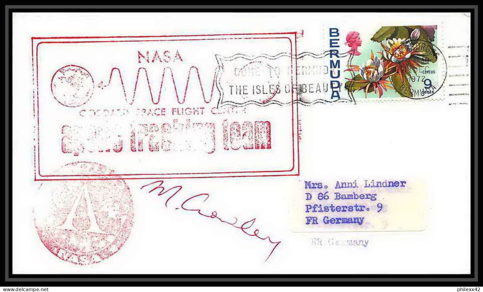 6579/ Espace (space) Lettre (cover) Signé (signed Autograph) 13/12/1972 Apollo 17 Bermudes (Bermuda)  - North  America