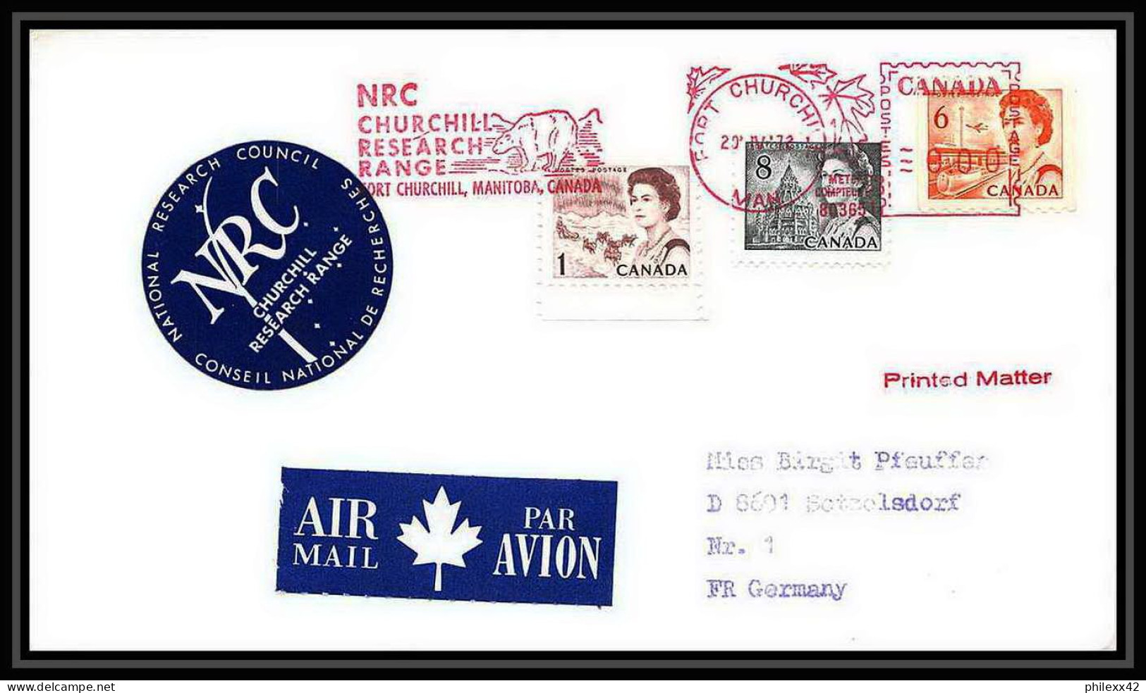 6550/ Espace (space Raumfahrt) Lettre (cover Briefe) Churchill Research Range 20/4/1972 Canada  - North  America