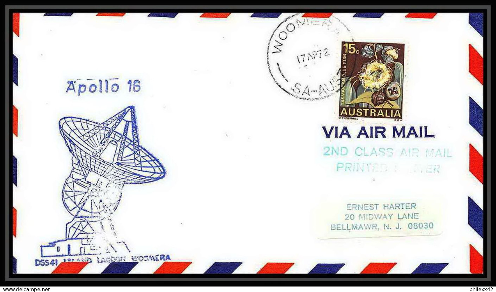 6453/ Espace (space Raumfahrt) Lettre (cover) 17/4/1972 Apollo 16 Woomera Australie (australia)  - Oceania