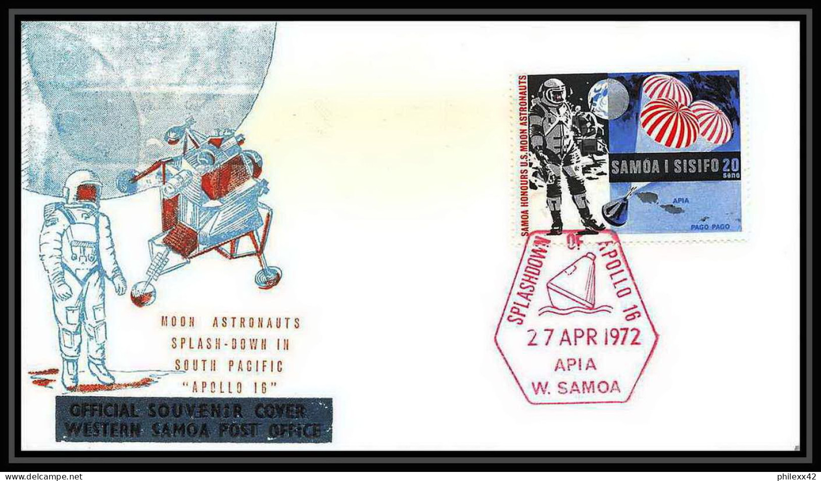 6173/ Espace (space Raumfahrt) Lettre (cover Briefe) 27/4/1972 Apollo 16 Splashdown Samoa  - Océanie