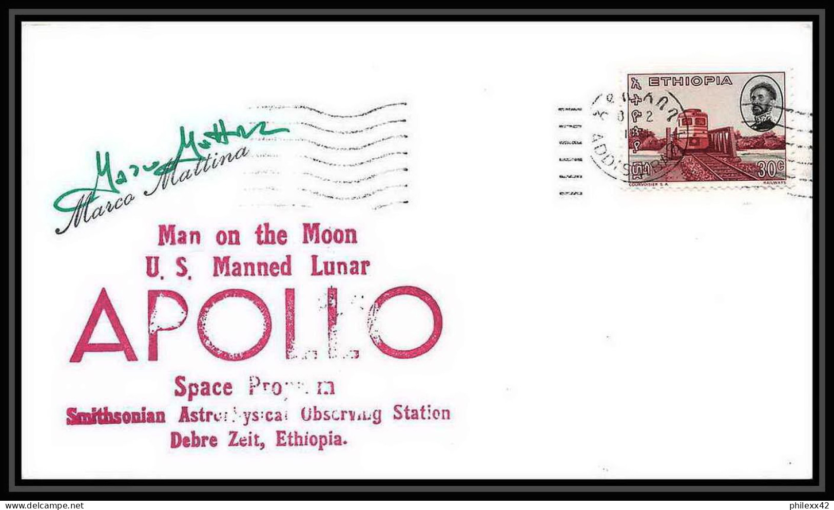 6186/ Espace (space) Lettre (cover) 3/2/1971 Signé (signed Autograph) Apollo Man On The Moon Ethiopie (Ethiopia) - Afrique