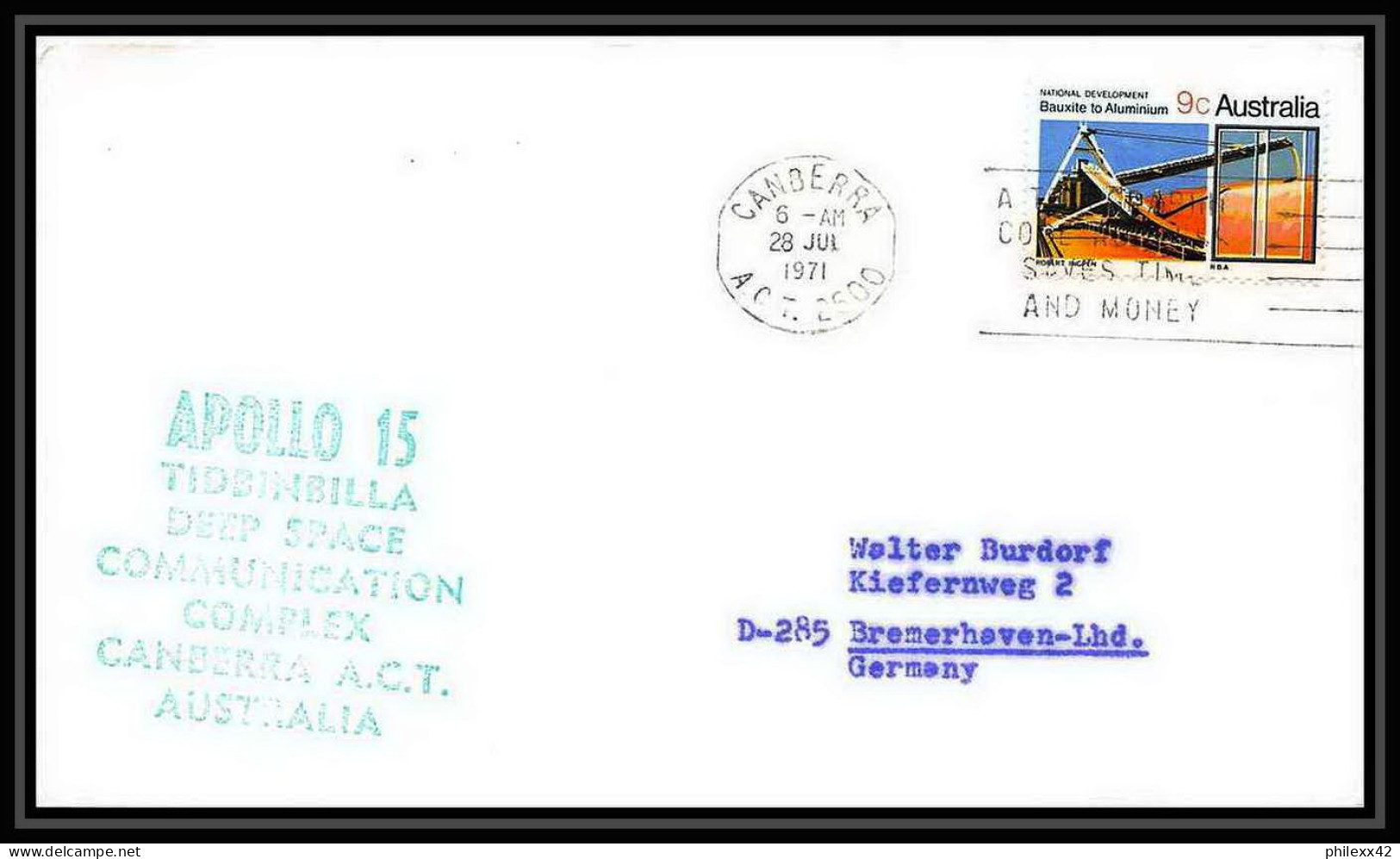 6140/ Espace (space Raumfahrt) Lettre (cover Briefe) 26/7/1971 Tidbinbilla Canberra Australie (australia)  - Oceanië