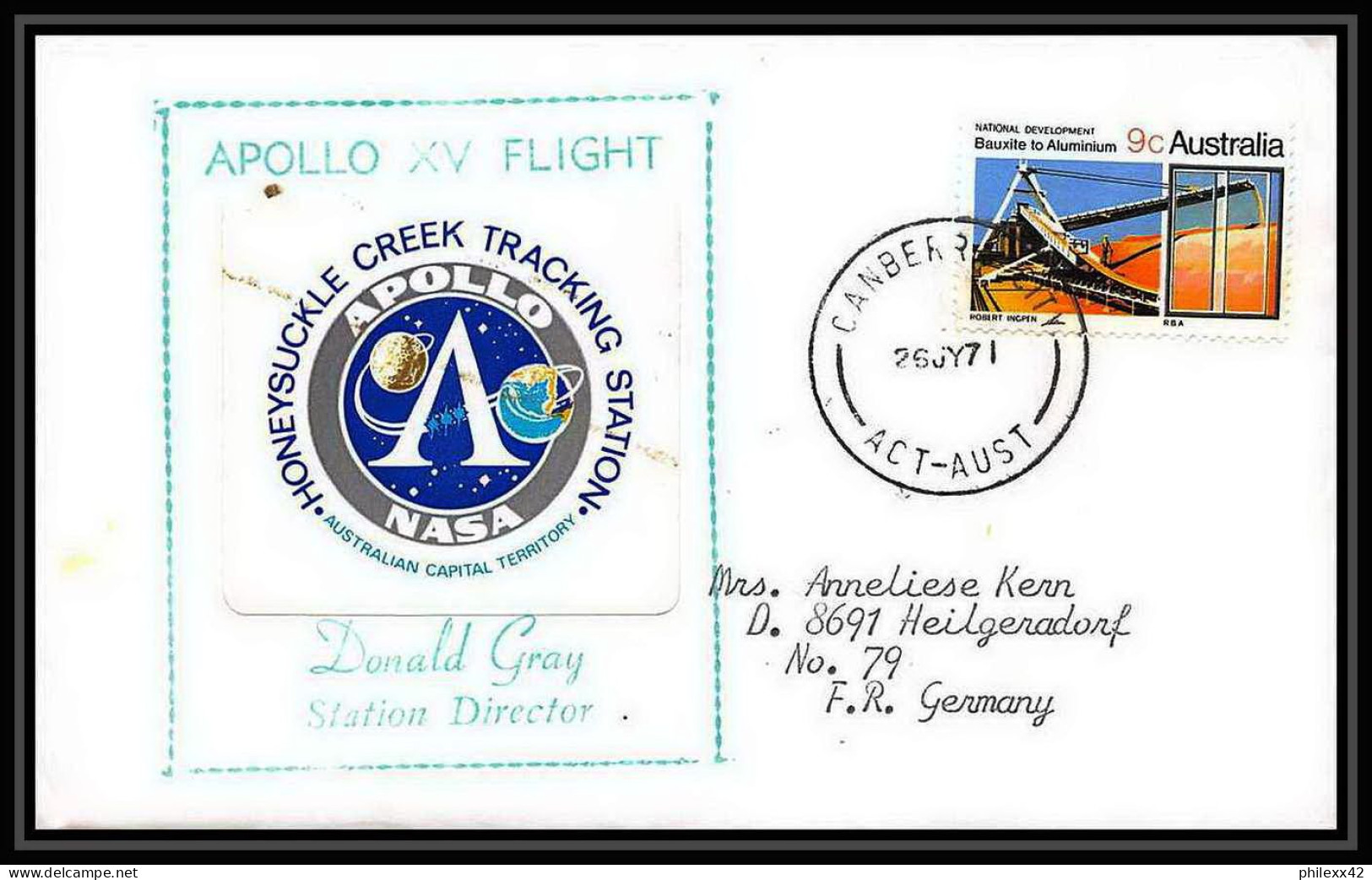 6138/ Espace (space Raumfahrt) Lettre (cover Briefe) 26/7/1971 Apollo 15 Flight Gray Australie (australia)  - Ozeanien