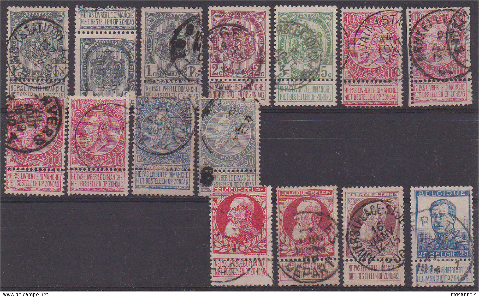 Belgique Lot De 15 Timbres Avec Banderole - Stamps