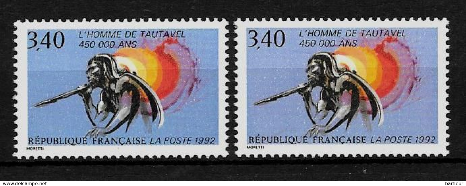 Année 1992 : Y. & T. N° 2759 ** Fond Bleu Et Bleu Gris Entre Les 2 Timbres - Unused Stamps