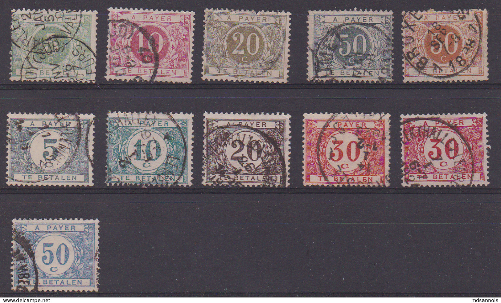 Belgique Lot De 11 Timbres Taxe - Postzegels