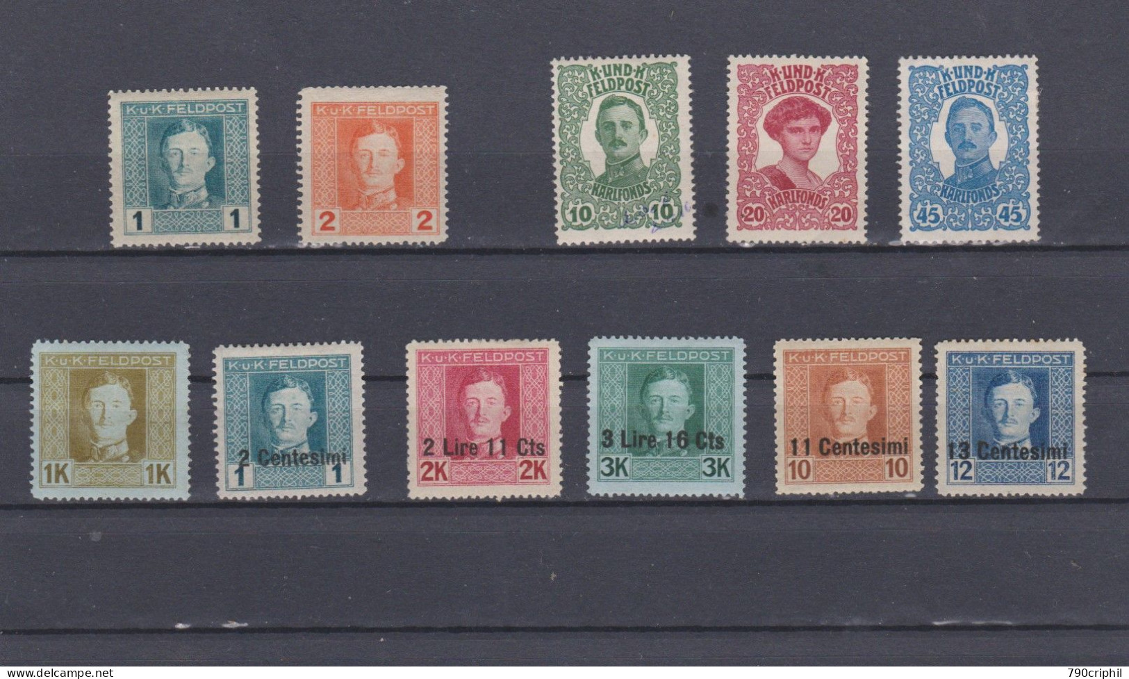 AUSTRIA ÖSTERREICH AUTRICHE 1917  -  11 Timbres Neufs, 4 Timbres Légère Trace De Charnière - Unused Stamps