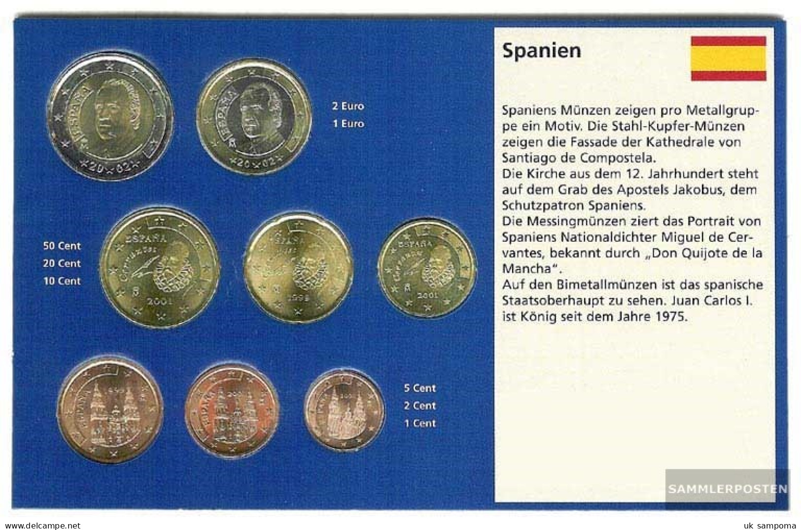 Spain 2001 Stgl./unzirkuliert Kursmünzensatz Stgl./unzirkuliert 2001 Euro-first Edition - Spanien
