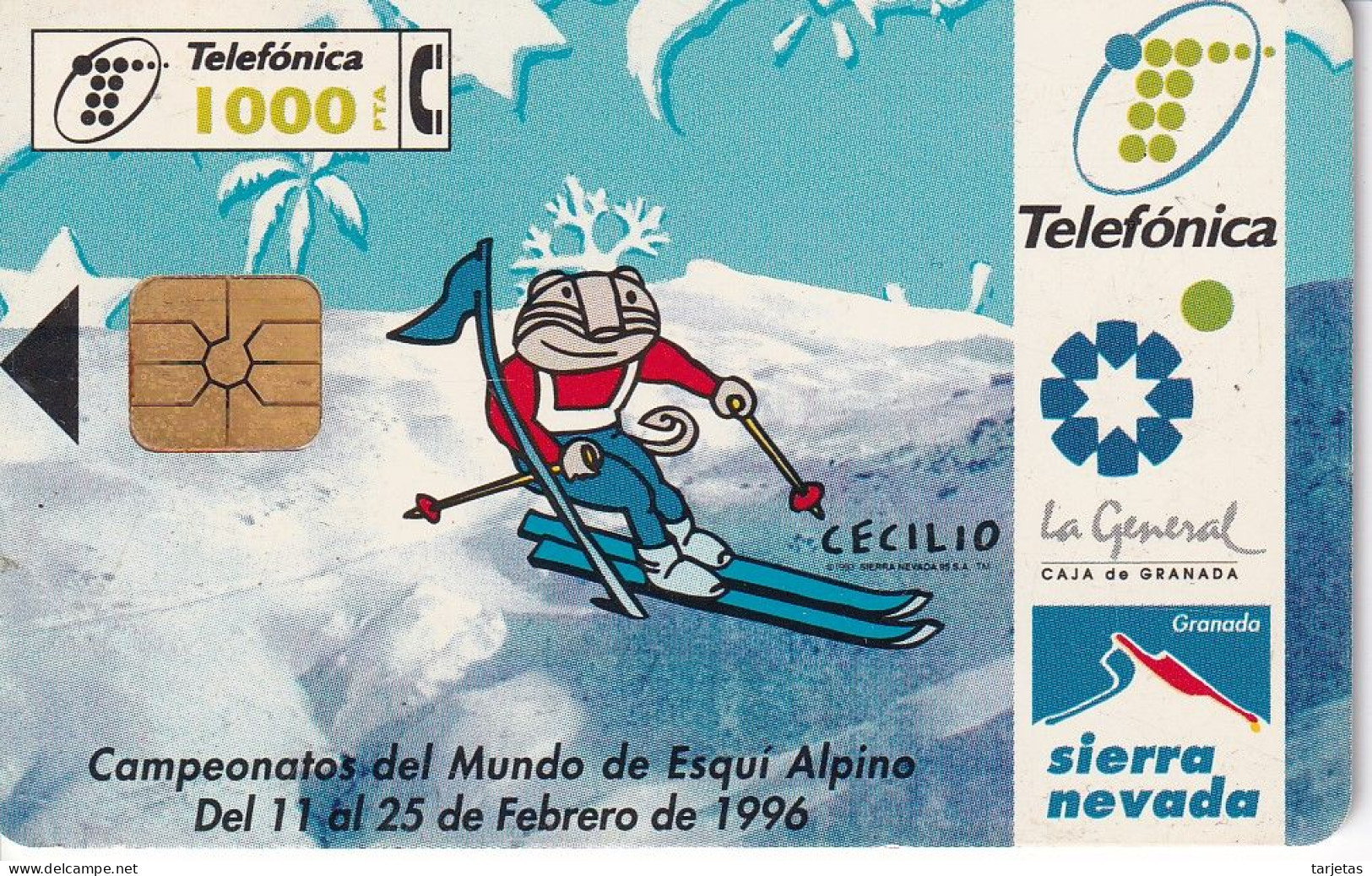 CP-077/3  TARJETA DE MUNDIAL DE ESQUI DE TIRADA 1000000 (lagrima Amarilla En Anverso) - Werbekarten