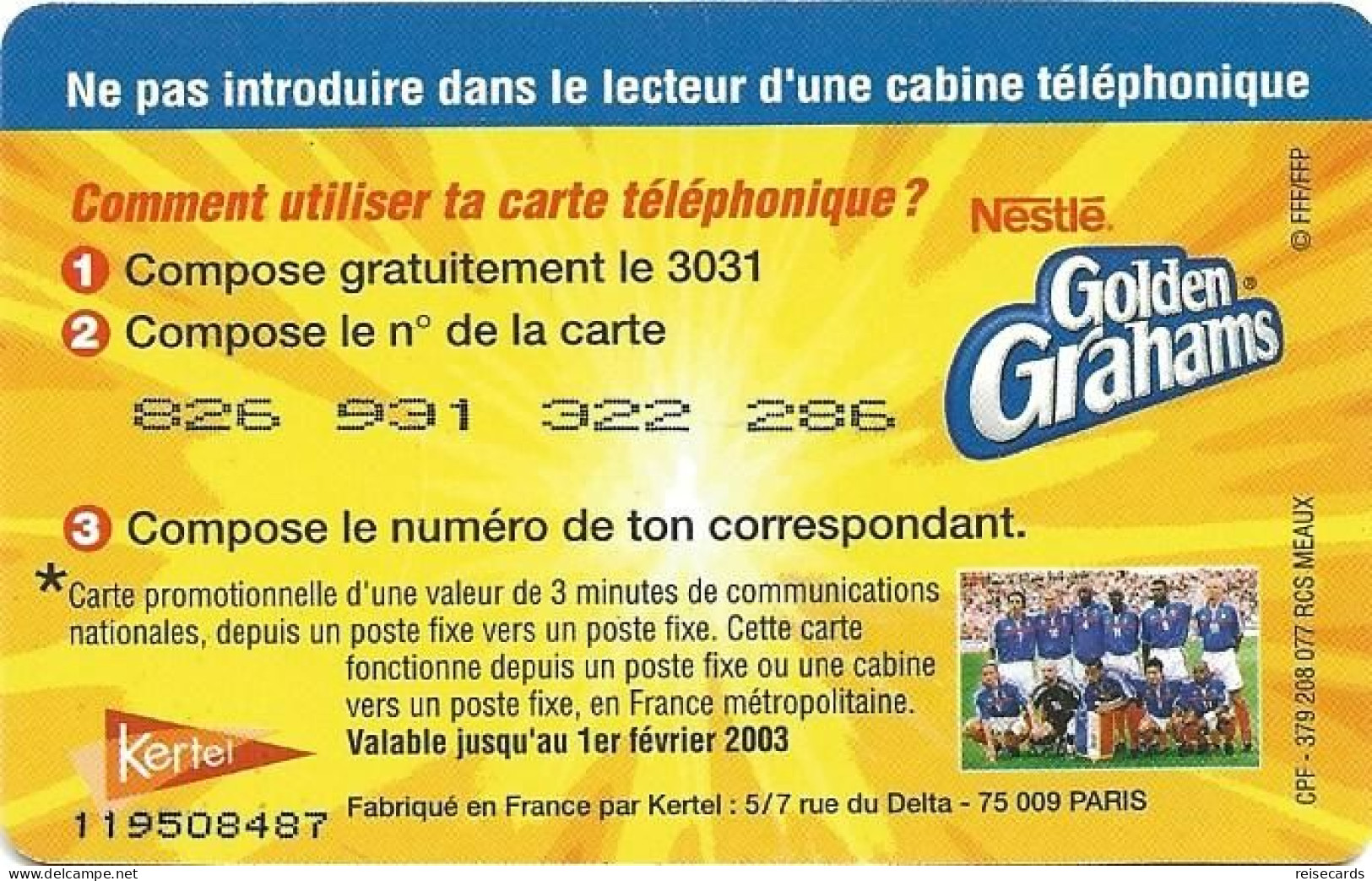 France: Prepaid Kertel, Nestlé Golden Grahams, Thuram - Autres & Non Classés