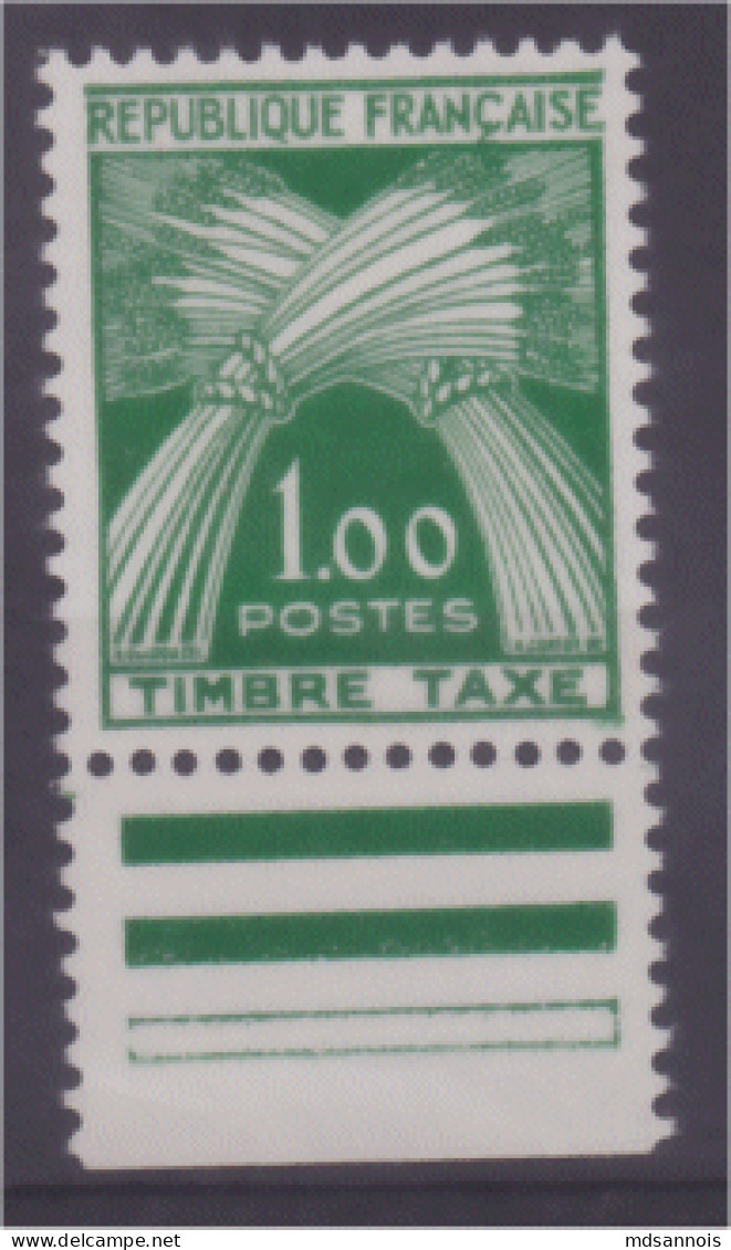 Timbre Taxe N° 94 1.00 F Vert  Bord De Feuille Bas Neuf ** - 1960-.... Mint/hinged