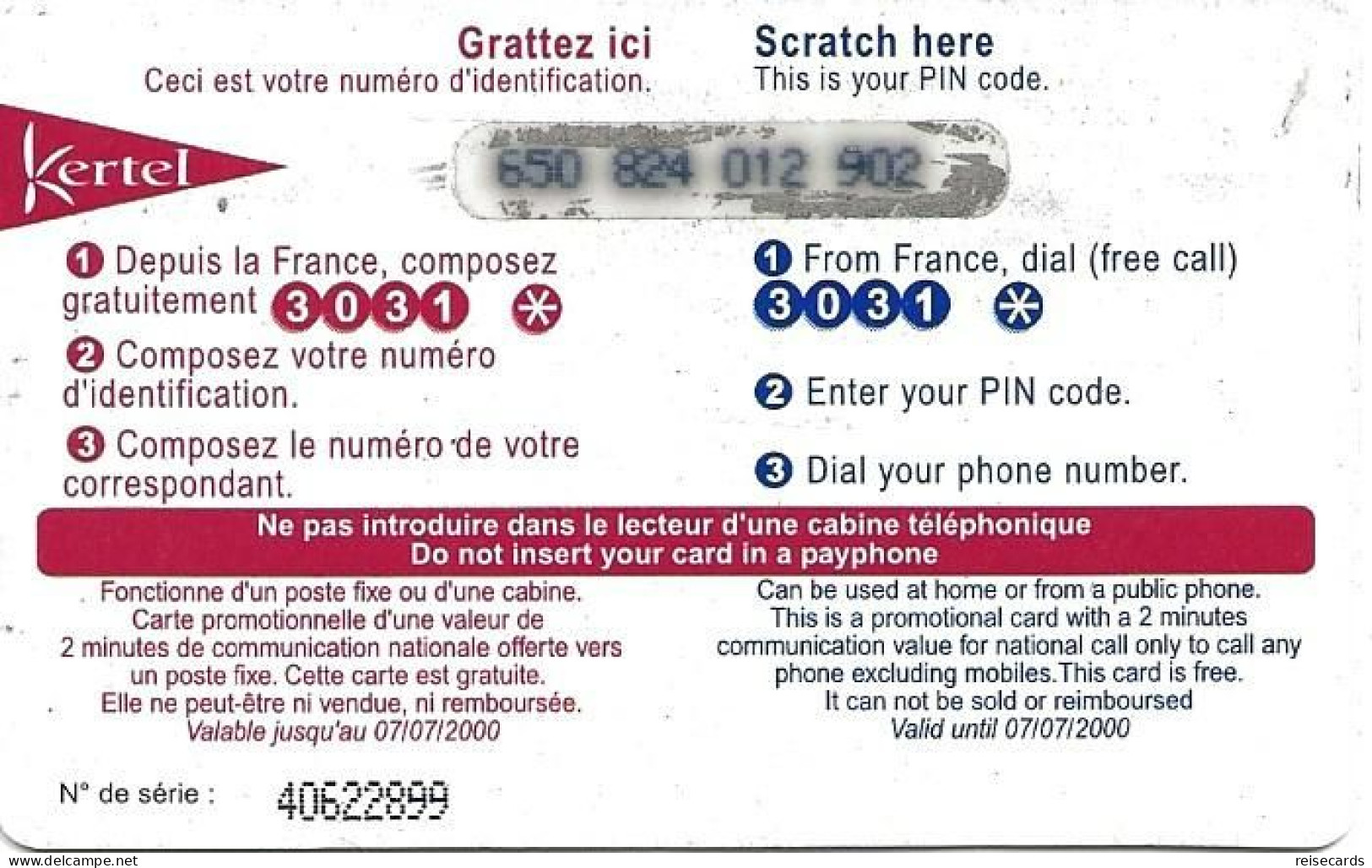 France: Prepaid  Kertel Relay - Autres & Non Classés