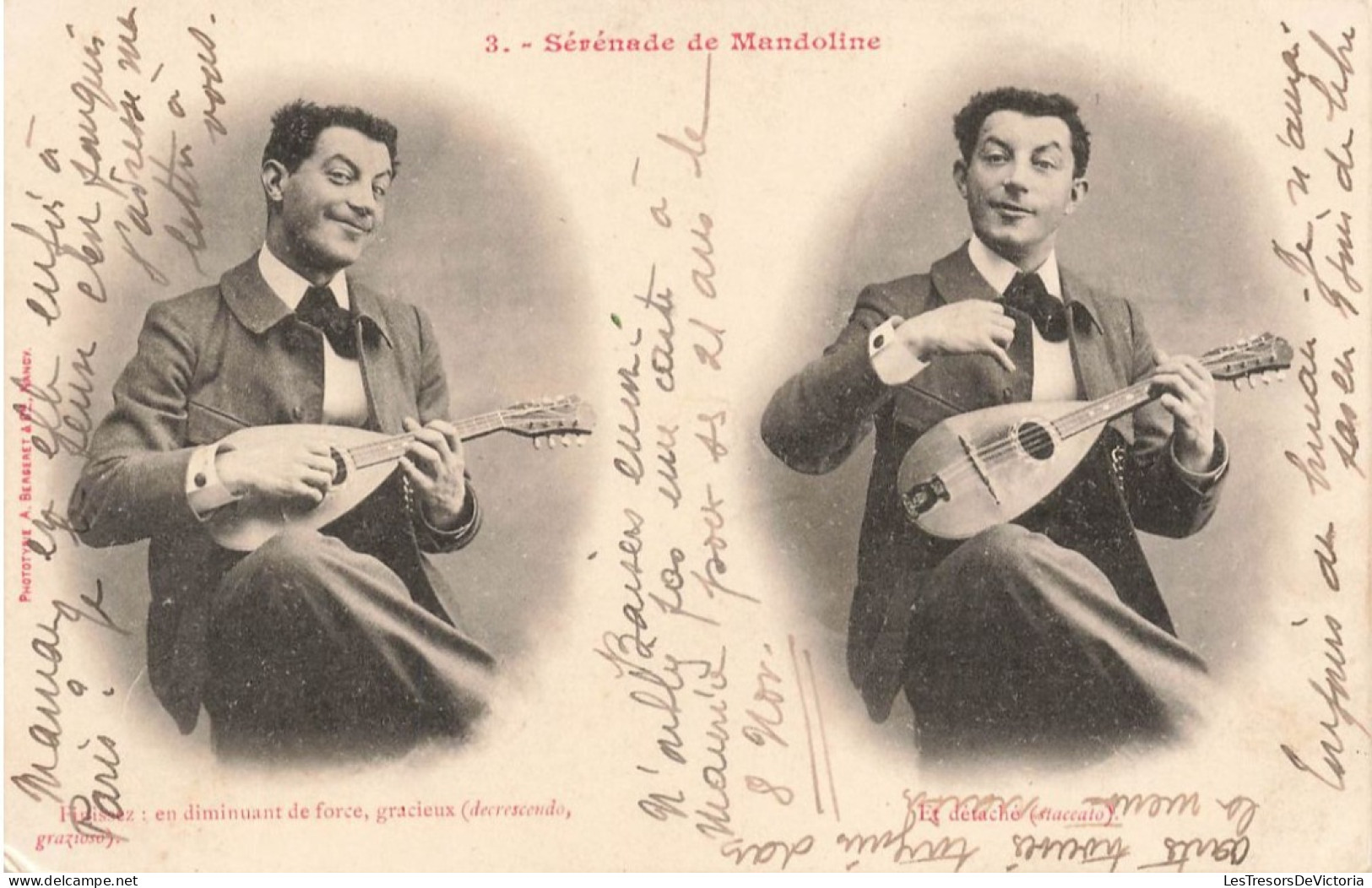 SPECTACLE - Sérénade De Mandoline - Animé - Carte Postale Ancienne - Music And Musicians