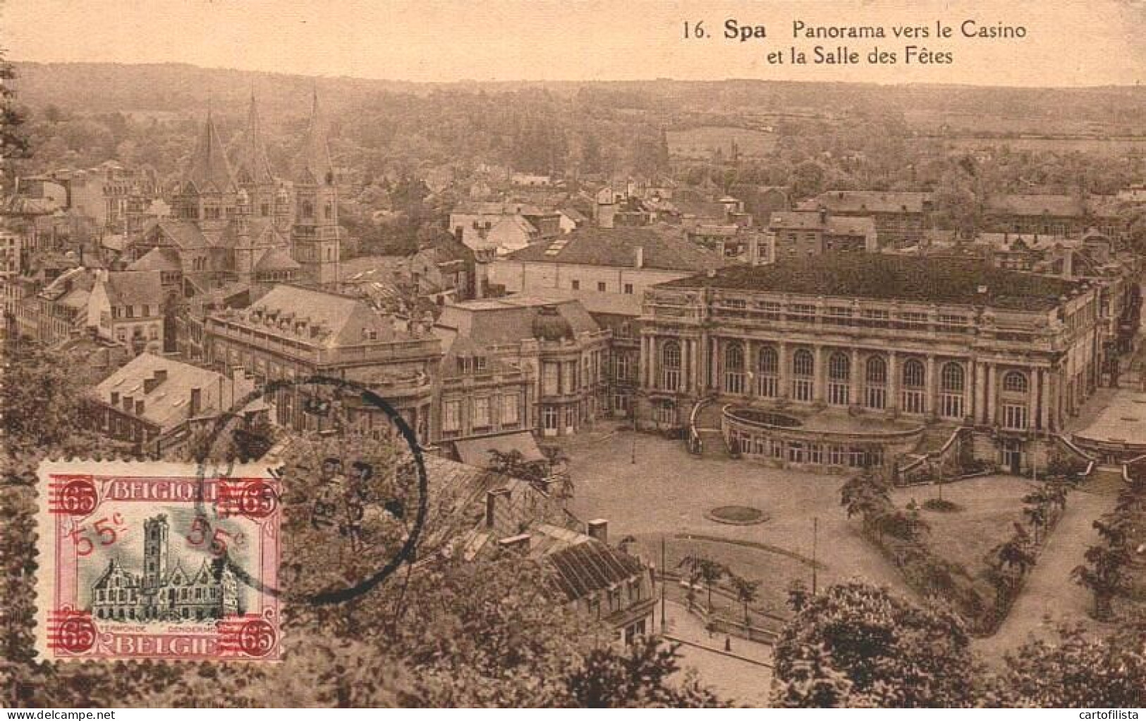 SPA - Panorama Vers Le Casino Et La Salle Des Fêtes  ( 2 Scans ) - Spa