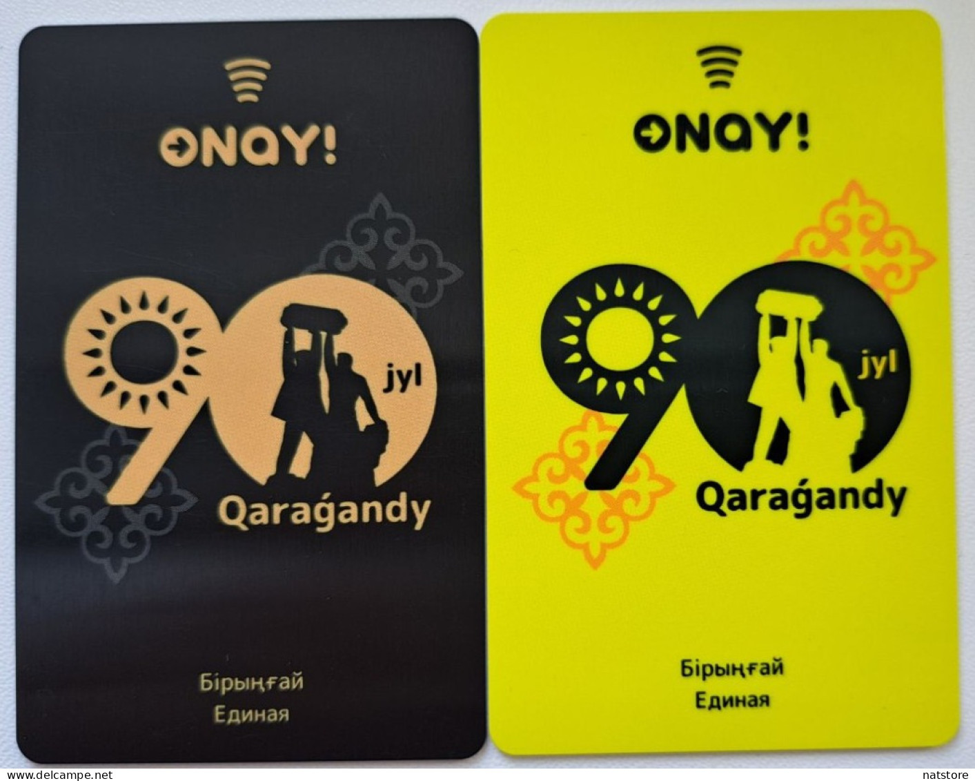 2024..KAZAKHSTAN..LOT OF 2 TRANSCARDS..QARAGANDY..ONAY!LIMITED EDITION! 90 YEARS OF KARAGANDY - Autres & Non Classés