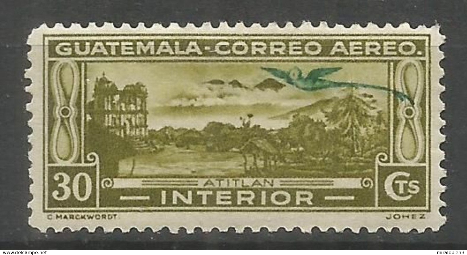 GUATEMALA CORREO AEREO YVERT NUM. 36 * NUEVO CON FIJASELLOS - Guatemala