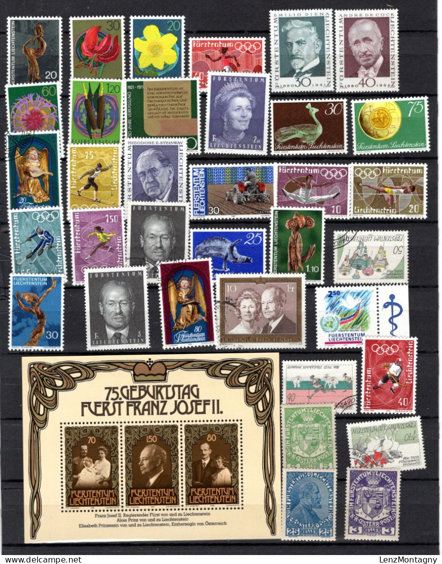 Liechtenstein, Petite Collection De Timbres, Neuf ** , Oblitéré, Kreuzer-Heller Sont Neuf * (charniére) ! Selon Scans - Verzamelingen